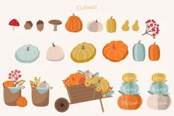Autumn mood patterns&clipart bundle