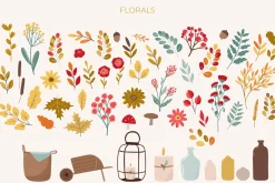 Autumn mood patterns&clipart bundle