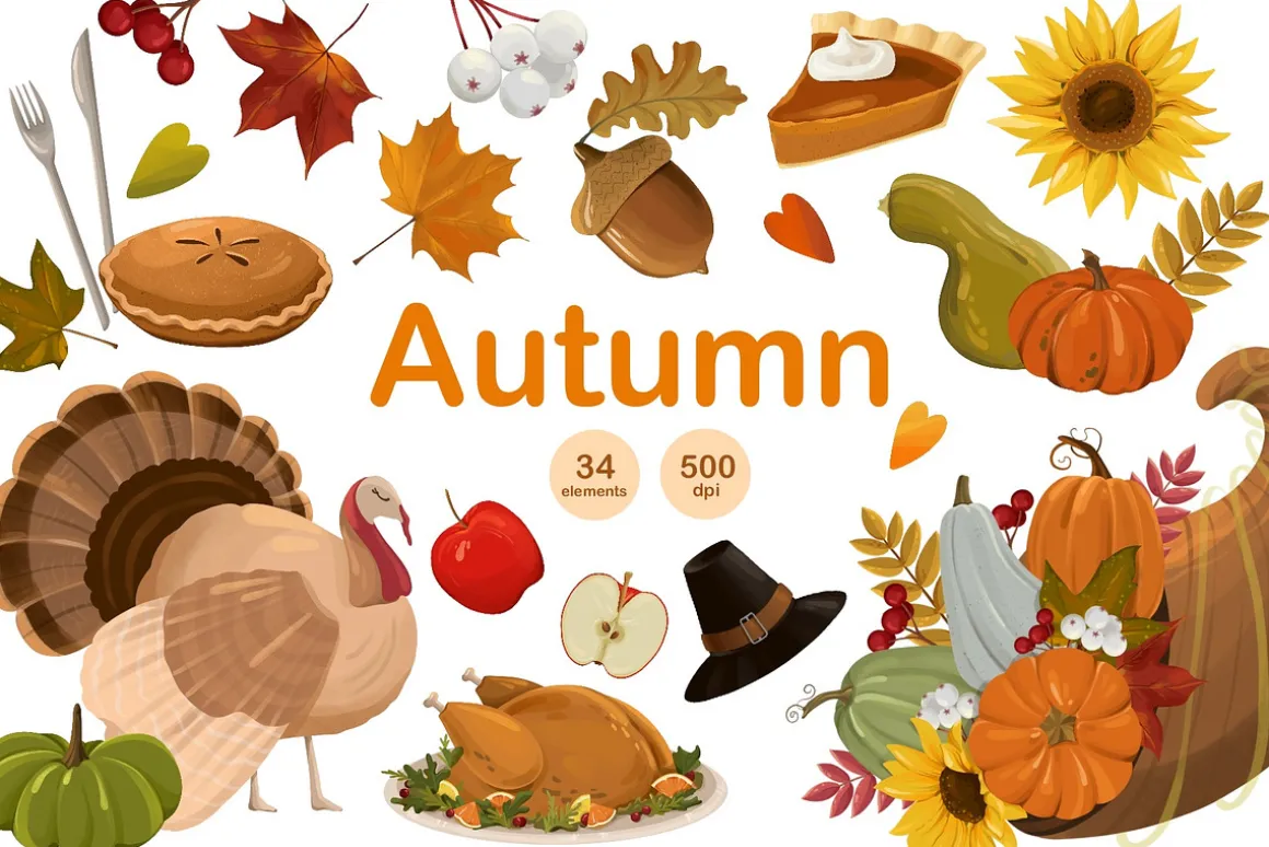 Autumn Pumpkin, Thanksging Clipart