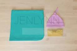 Baby Blanket, hat + bow set Mockup