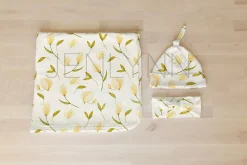 Baby Blanket, hat + bow set Mockup