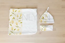 Baby Blanket, hat + bow set Mockup