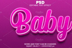 Baby Pink 3d Psd Text Effect