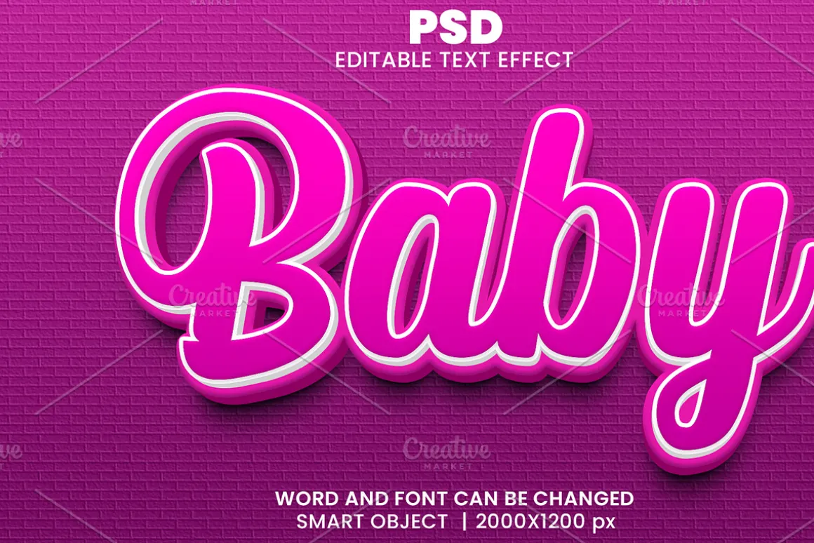 Baby Pink 3d Psd Text Effect