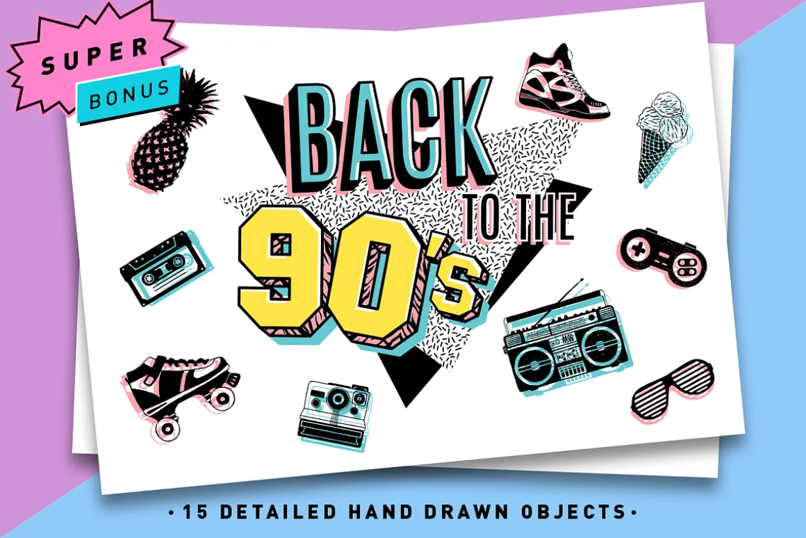 Back to the 90's. 15 Hand Drawn Pics