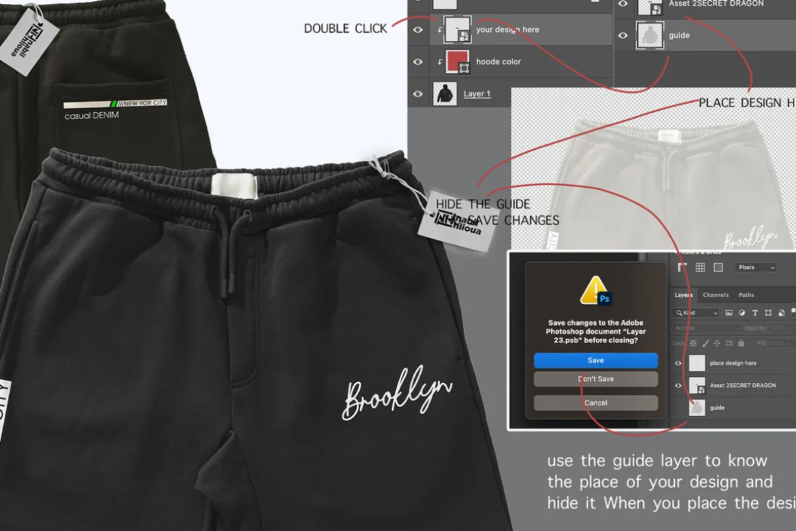 back and front short pant PSD Mockup