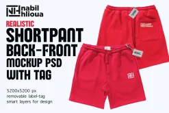 back and front short pant PSD Mockup