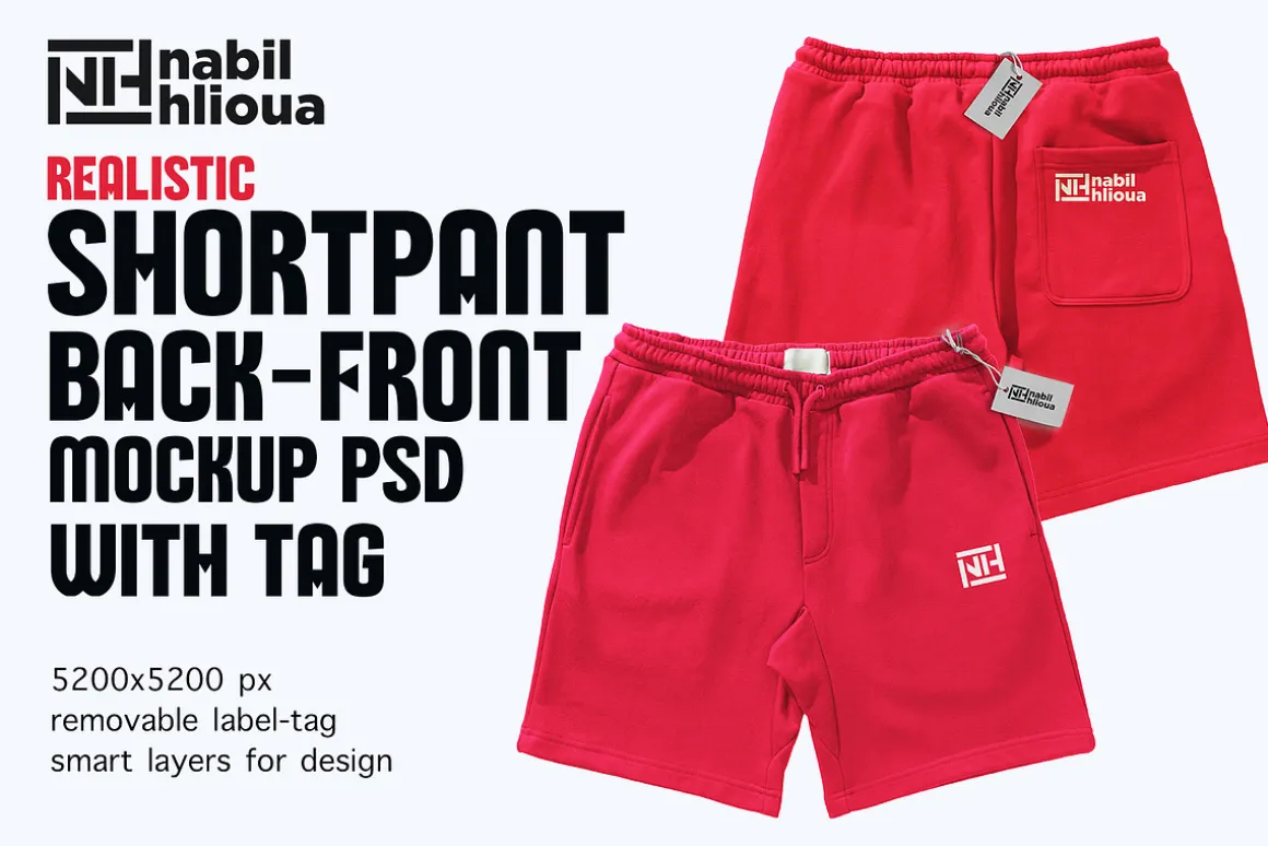 back and front short pant PSD Mockup