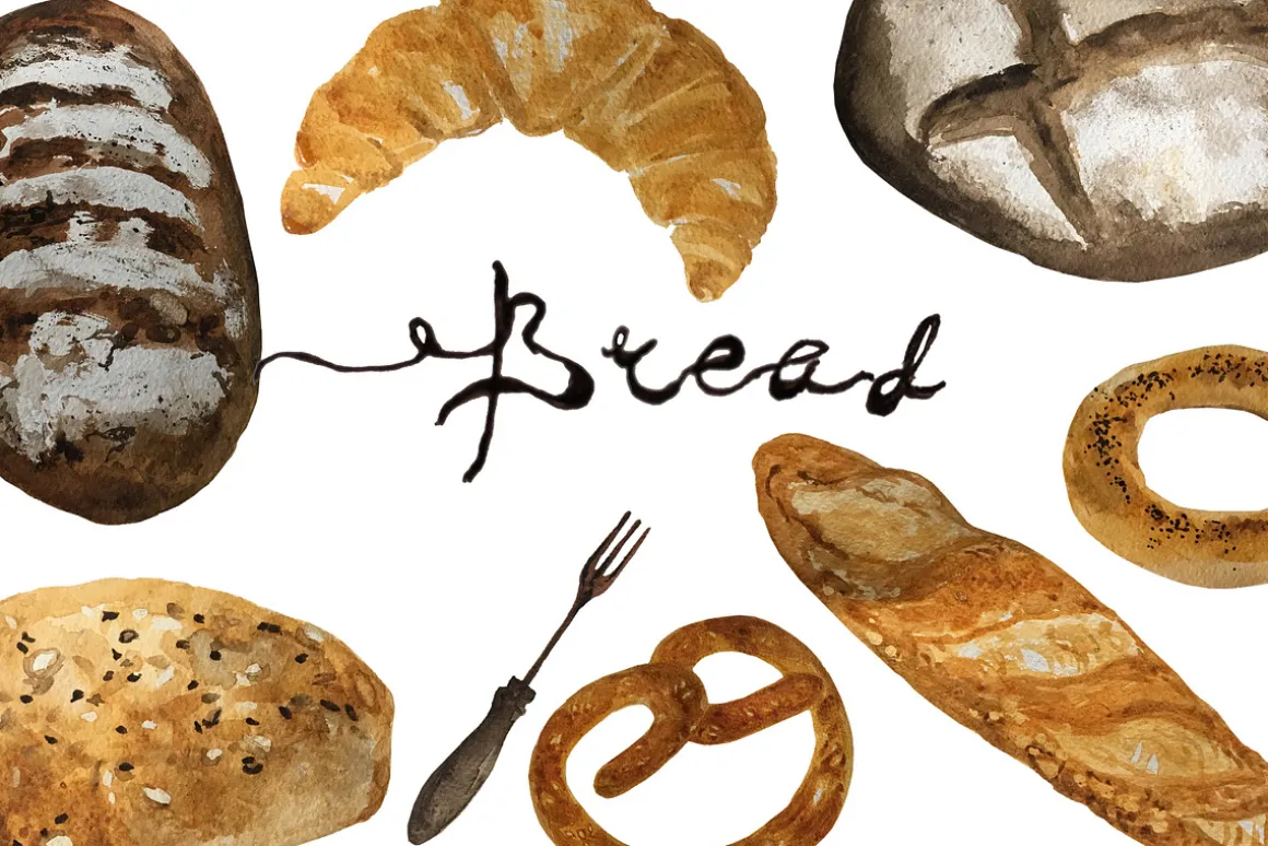 Bakery and bread watercolor