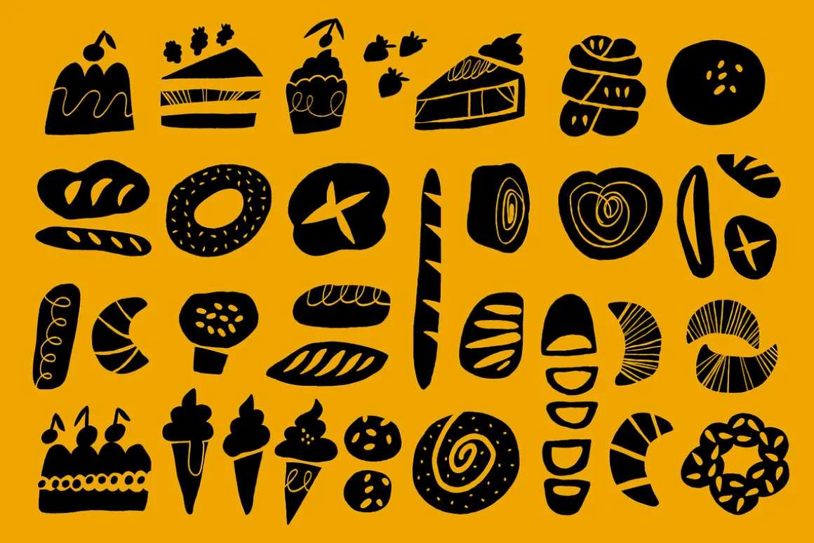 BAKERY SHAPES | HAND DRAWN CLIPART