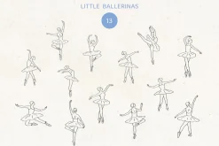 Ballerina core vector doodles set