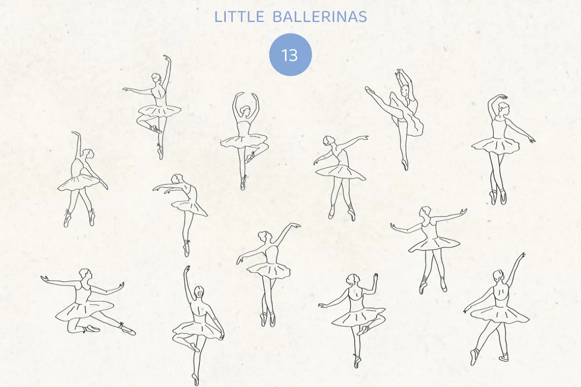 Ballerina core vector doodles set