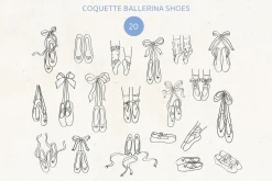 Ballerina core vector doodles set