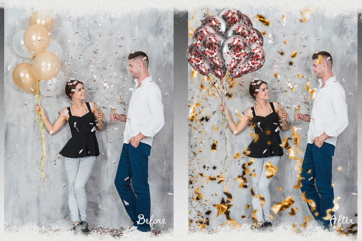 Balloons Confetti photoshop overlay