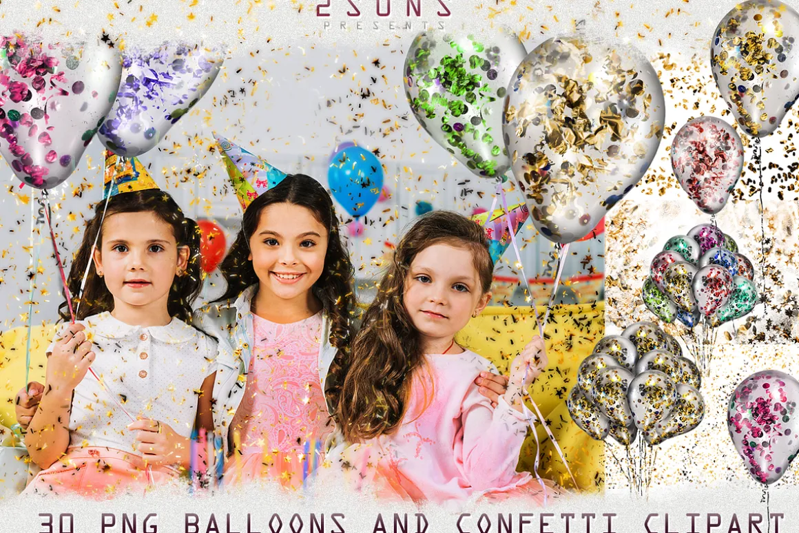 Balloons Confetti photoshop overlay