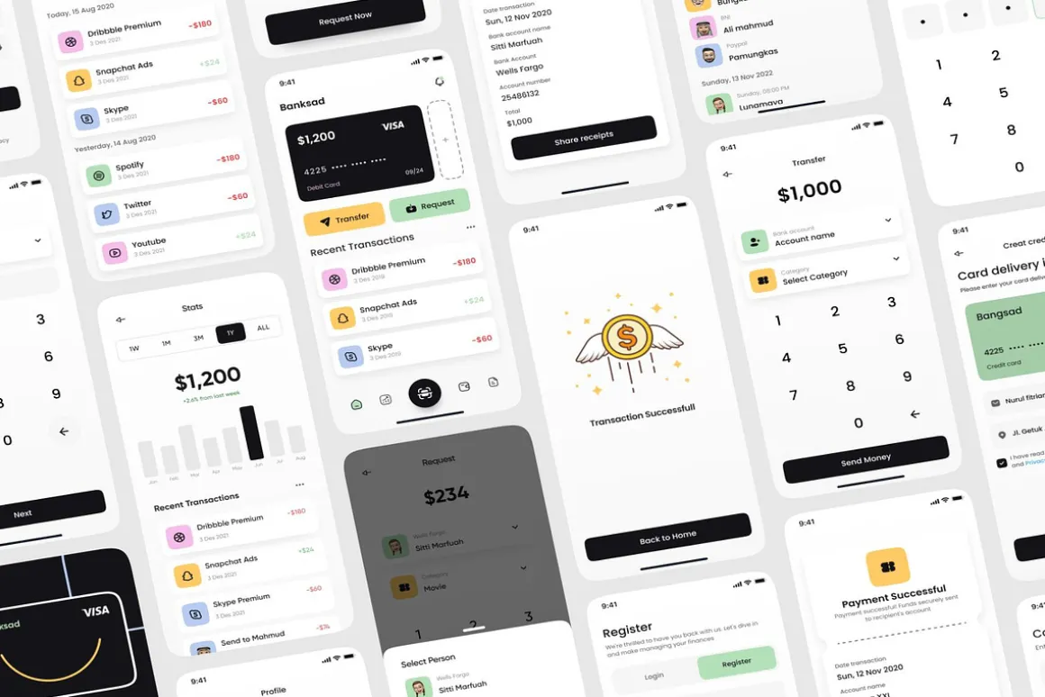 Banksad - Finance Mobile App UI Kit