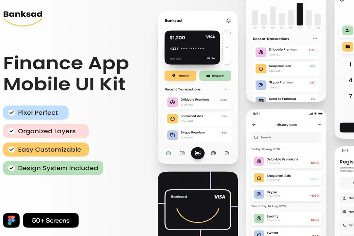 Banksad - Finance Mobile App UI Kit