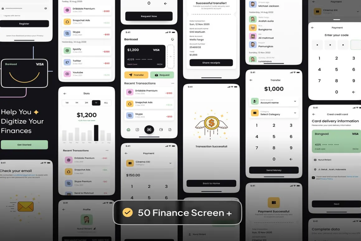Banksad - Finance Mobile App UI Kit