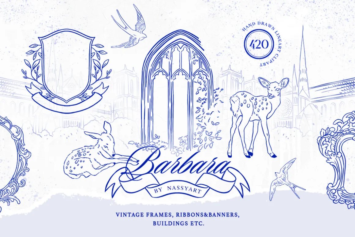 +420 Barbara Vintage Line Art Set