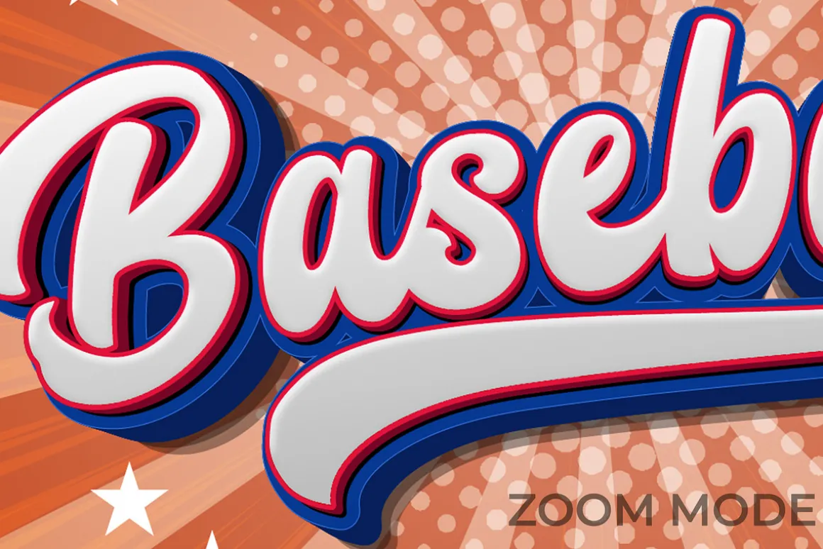 Baseball Text Effect 3D Style