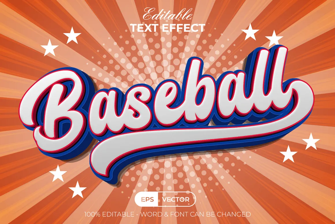 Baseball Text Effect 3D Style