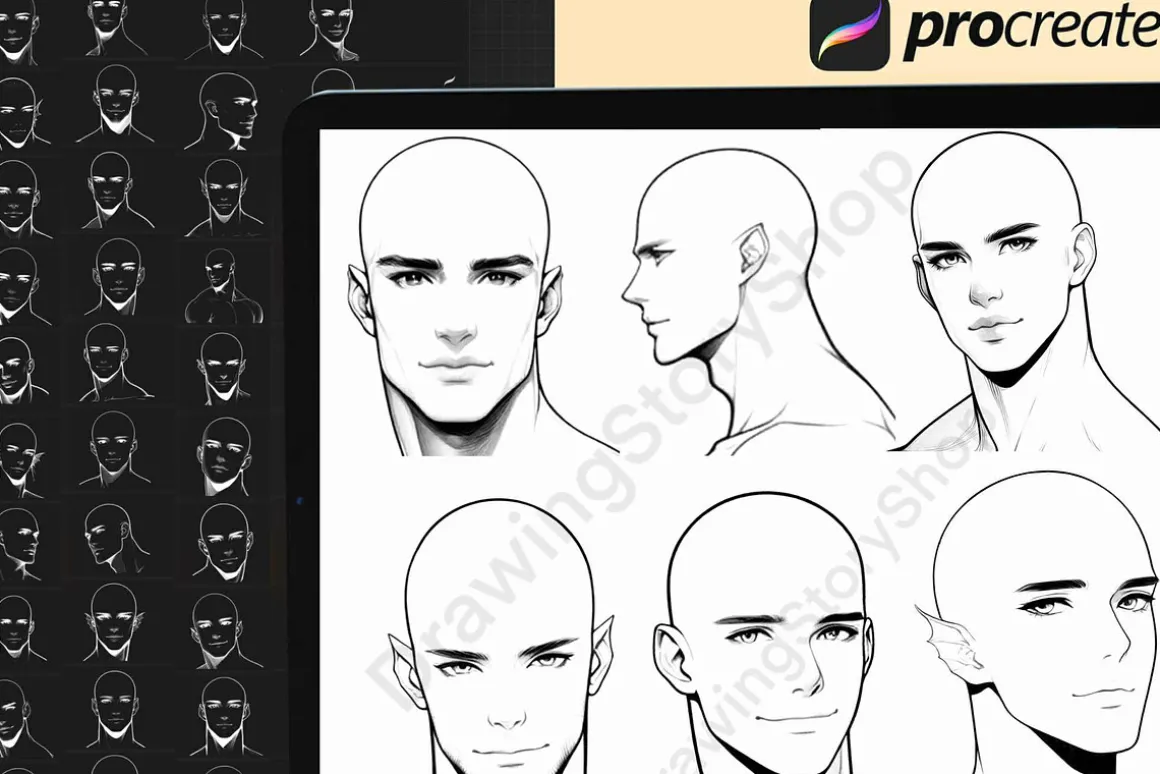 255 Base Procreate male head stamps