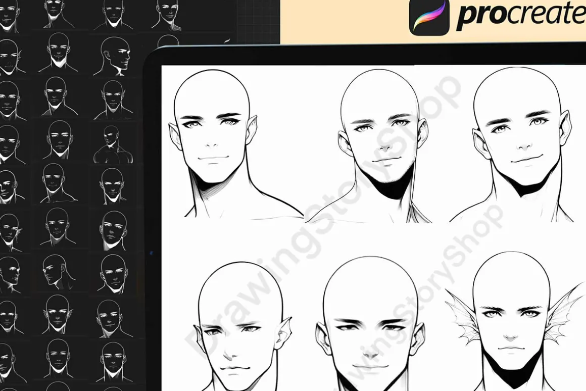 255 Base Procreate male head stamps