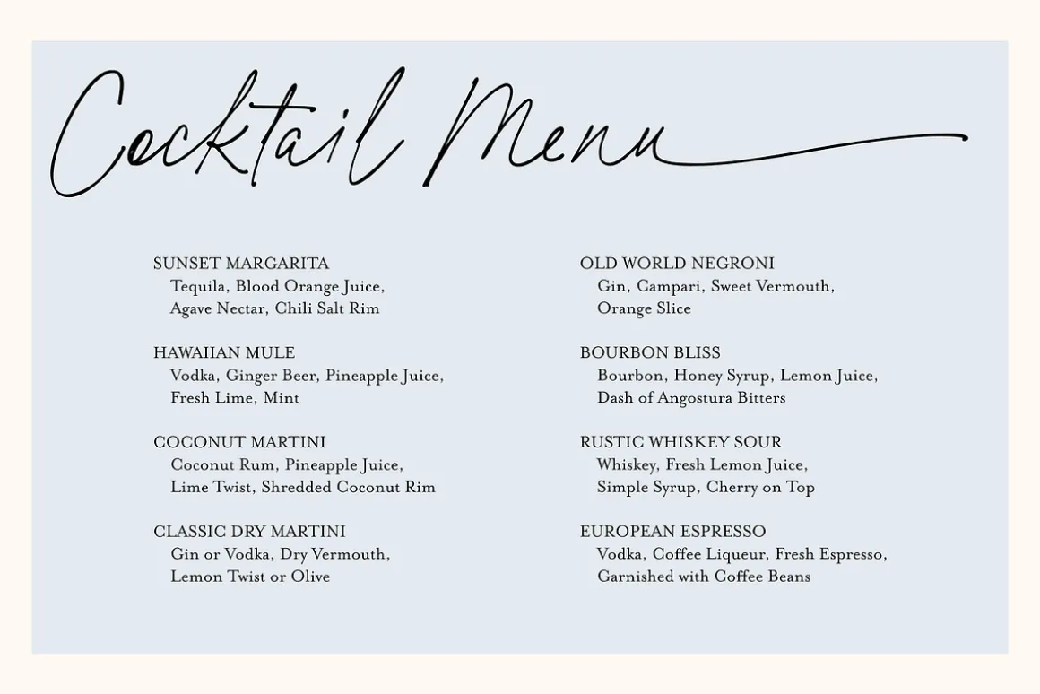 Basil Lime Margarita Script Font