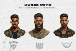 150 Beard & Mustache Procreate Stamp