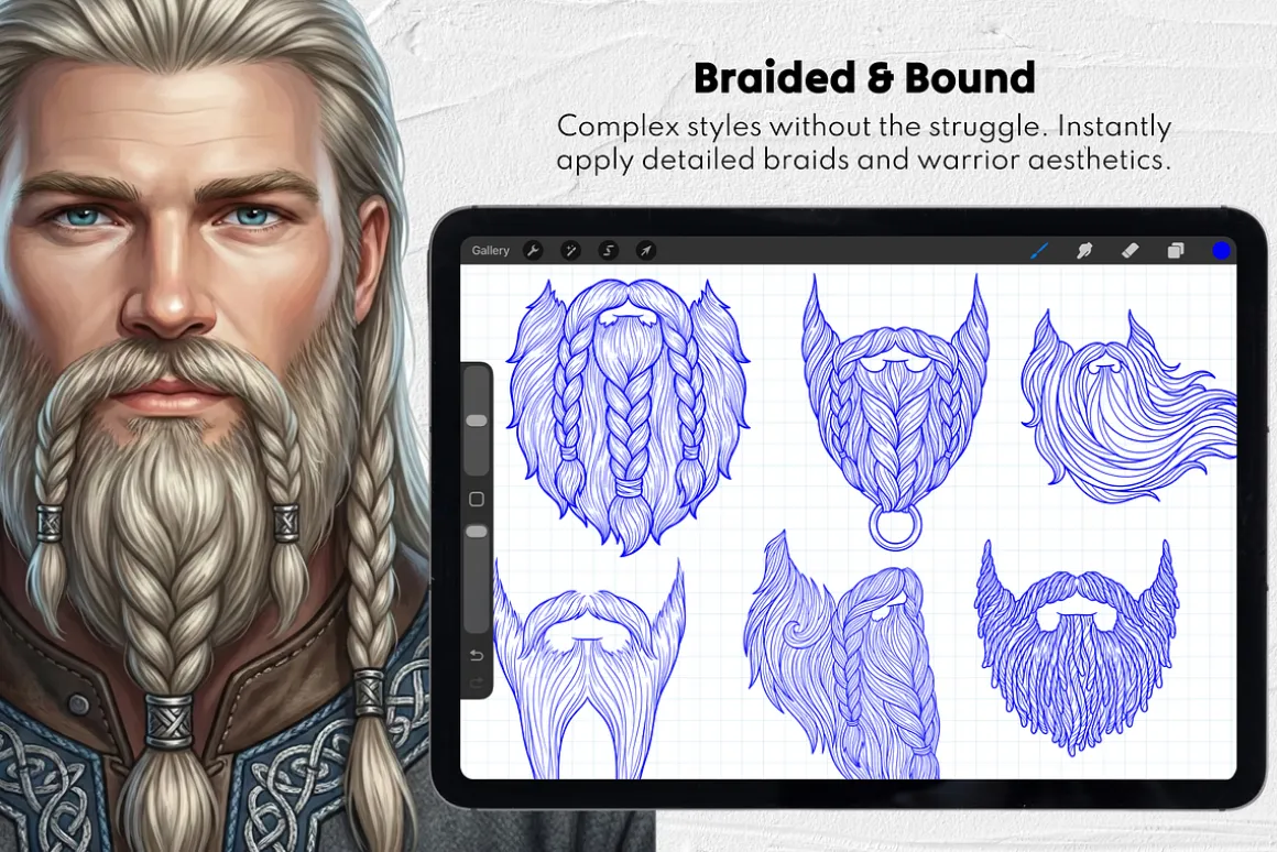 150 Beard & Mustache Procreate Stamp