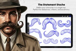 150 Beard & Mustache Procreate Stamp