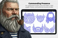150 Beard & Mustache Procreate Stamp