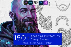 150 Beard & Mustache Procreate Stamp