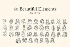 Beautiful Women Line Art