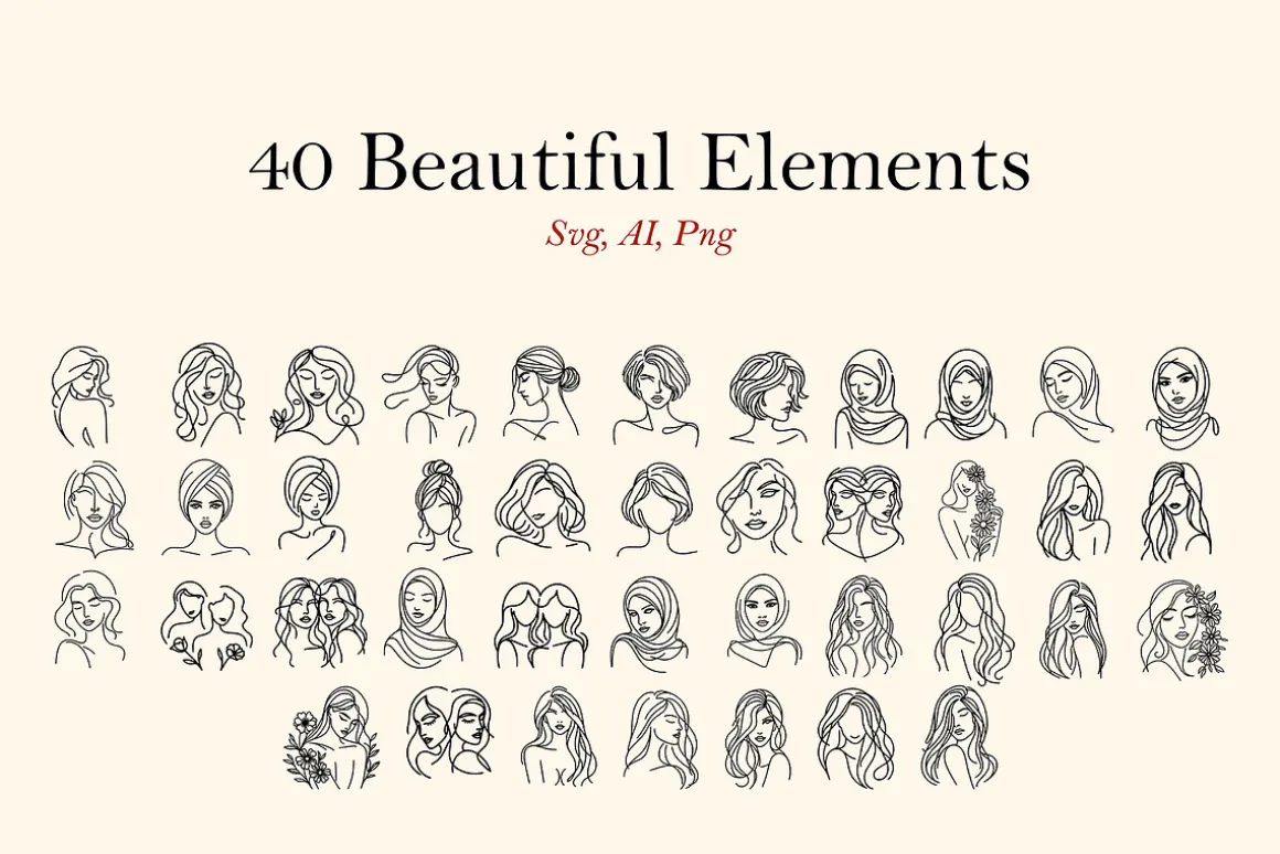 Beautiful Women Line Art