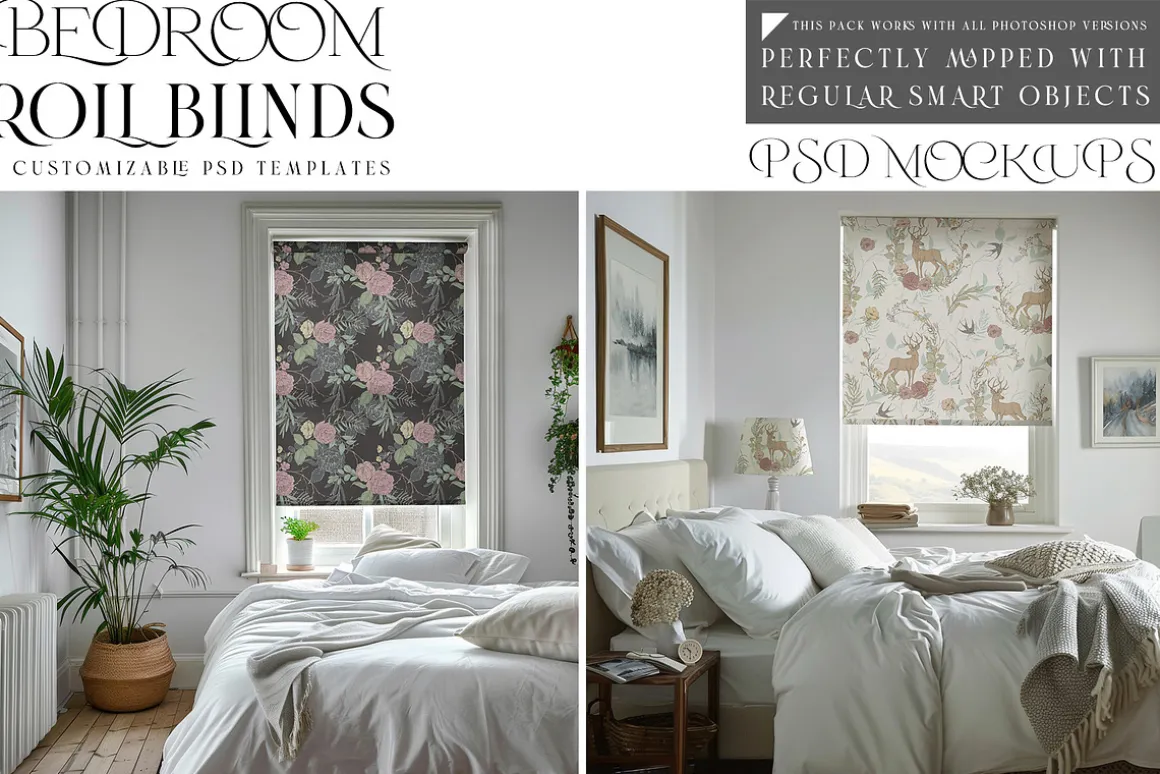 Bedroom Roll Blinds Mockups