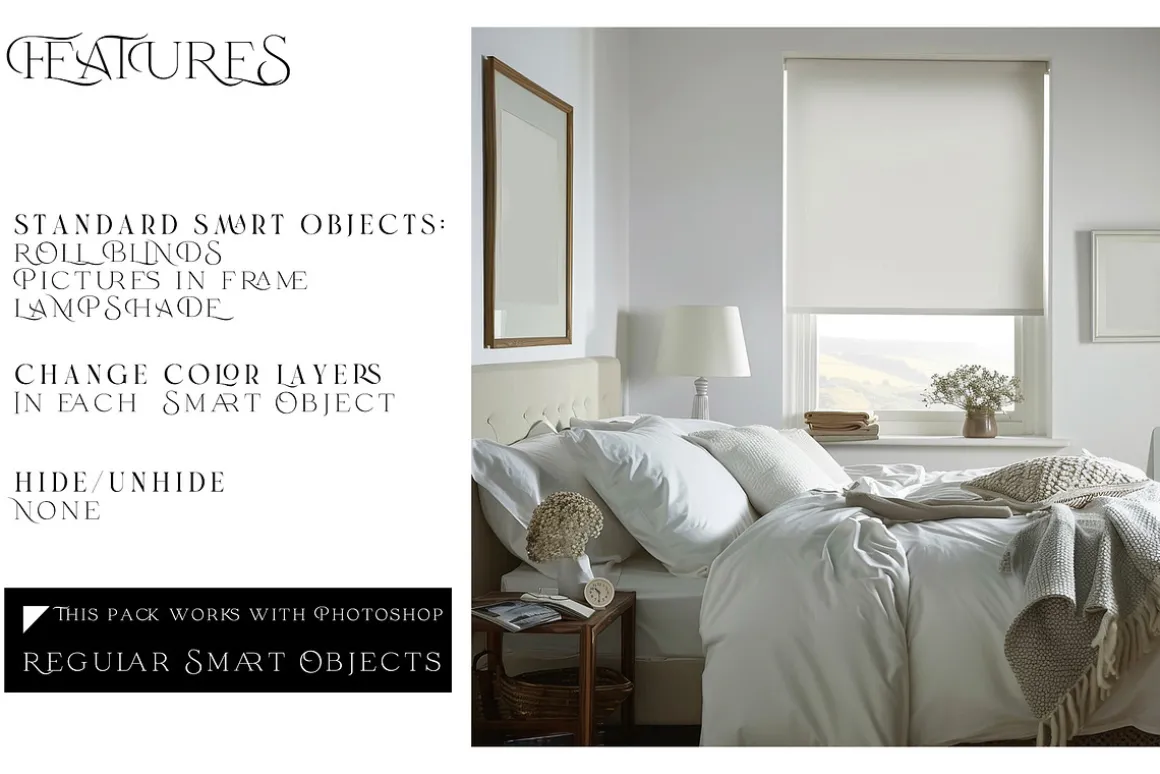 Bedroom Roll Blinds Mockups