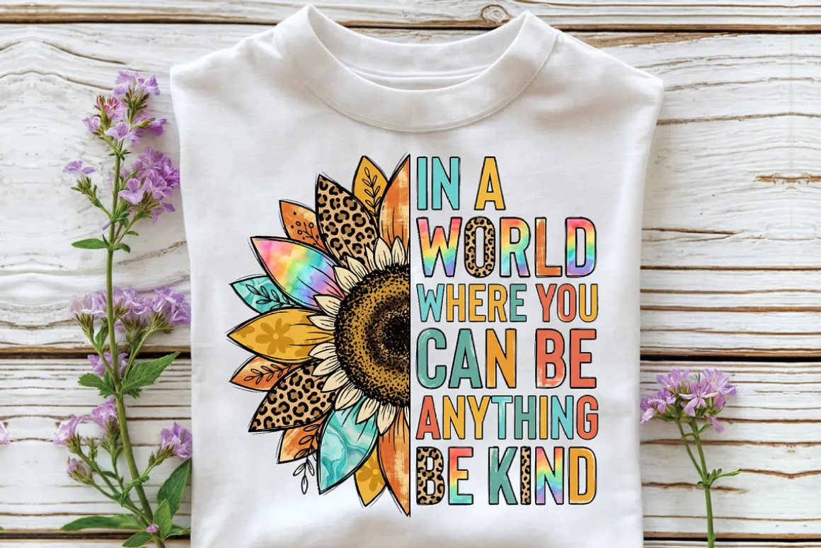 Be Kind Sunflower Sublimation PNG