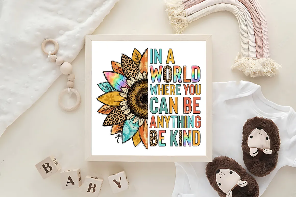 Be Kind Sunflower Sublimation PNG