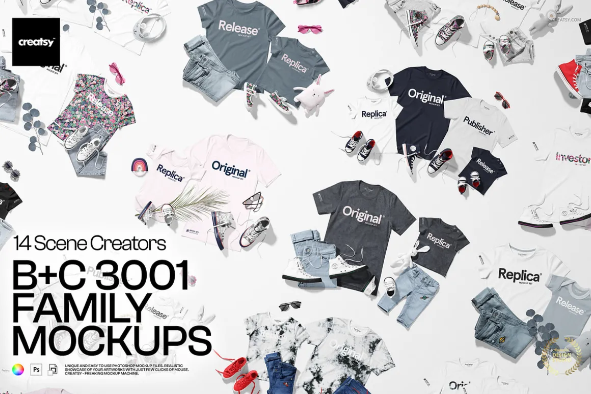 Bella Canvas 3001 Family Mockup Set