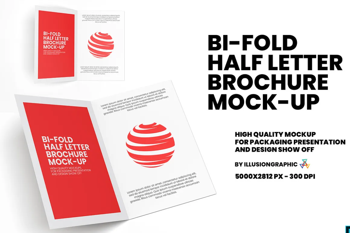 Bi-Fold Half Letter Brochure Mock-up