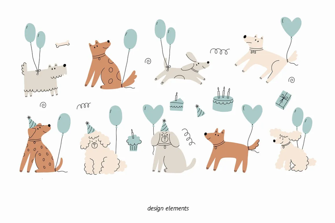 Birthday Dogs Clipart