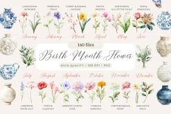 Birth Month Flower Clipart Creator