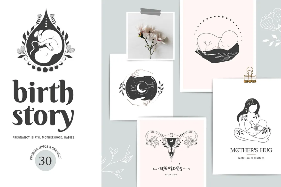 Birth story - collection of logos