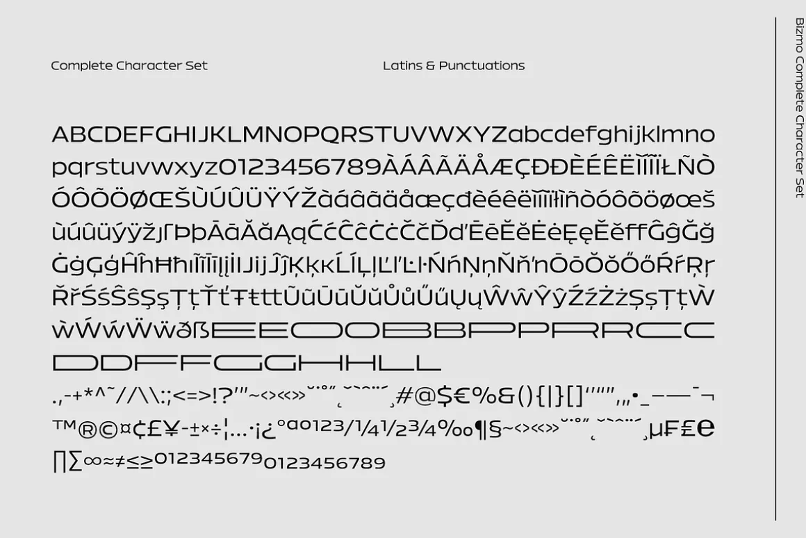 Bizmo; 18 Fonts of Display Family