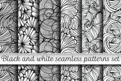 6 black and white abstract patterns