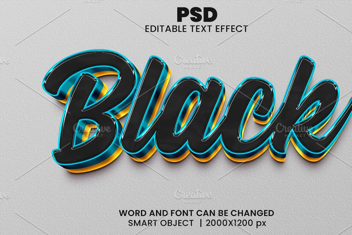 Black 3d Luxury Psd Text Effect