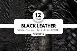 12 Black Leather Texture Patterns