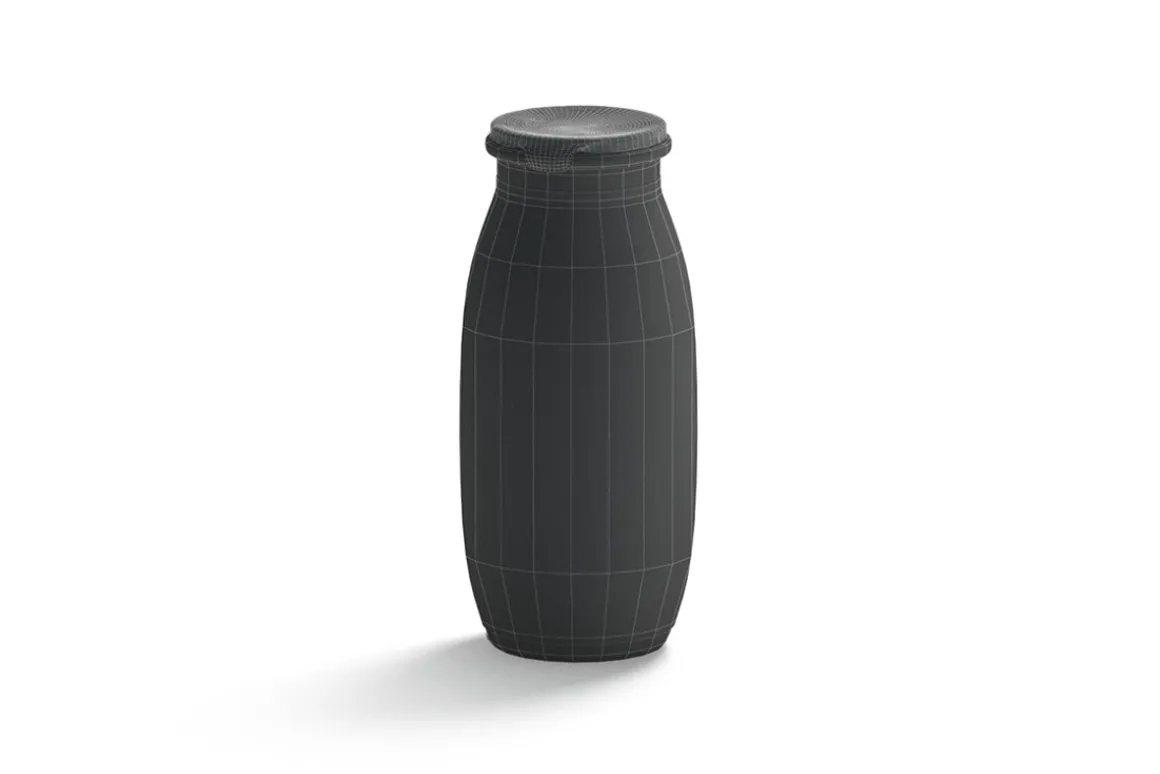 Black Plastic Yogurt Bottle 3D Model