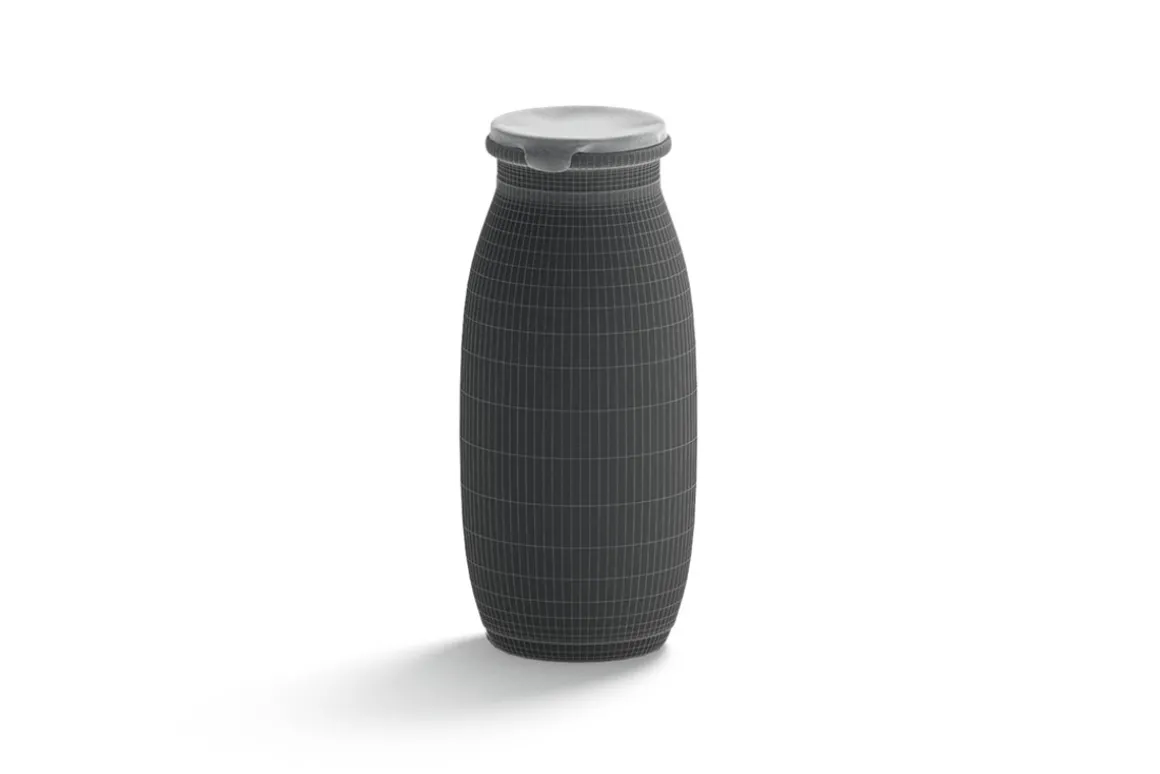 Black Plastic Yogurt Bottle 3D Model
